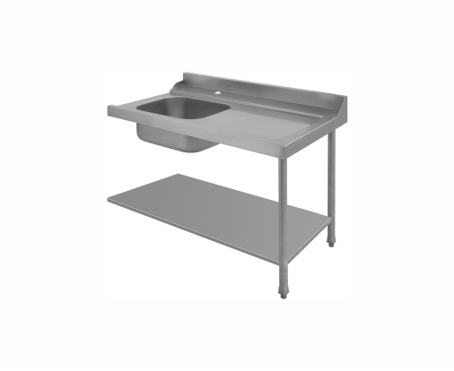 Vorspültisch für Haubenmaschine li/re  1200 x 700 mit Pendelbrause u. Durchlauferhitzer 32A